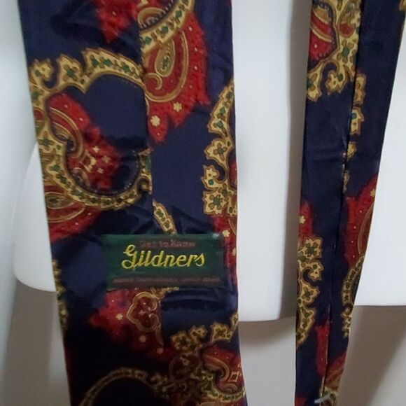 Gildners Blue, Red, & Gold Silk Tie - Picture 4 of 4